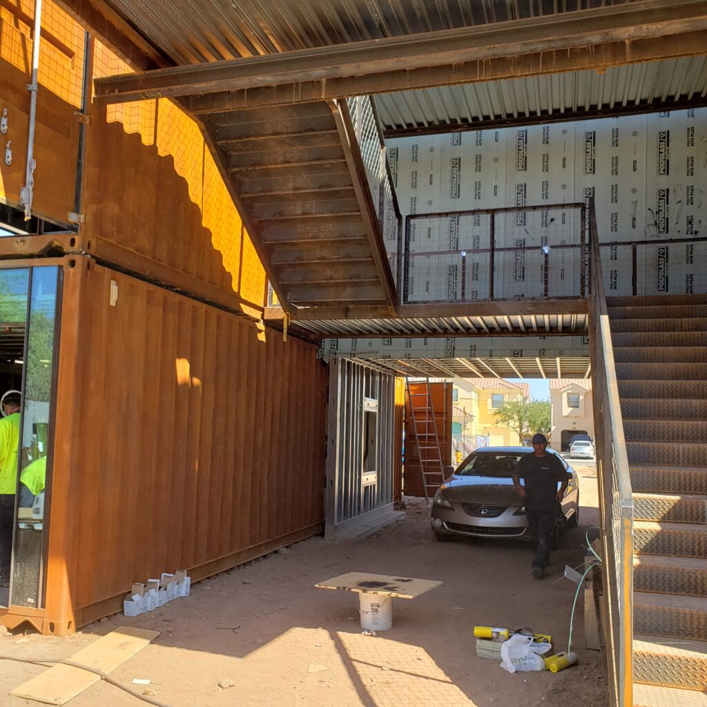 Inside Stairway of a Building. The stairway gives access to the multi-family structure.