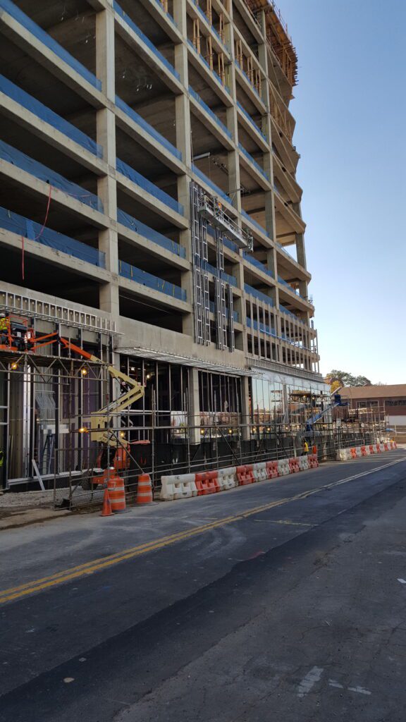 Framing for Bar Code being erected.